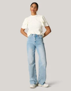 Shoeby Ajour Ruffle Top Gebroken Wit<DAMES Tops
