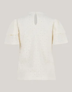 Shoeby Ajour Ruffle Top Gebroken Wit<DAMES Tops