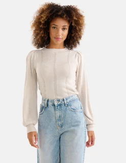 Shoeby Ajour Top Beige<DAMES Tops|Truien En Sweaters