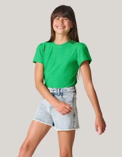 Shoeby Ajour Top Groen< Tops Korte Mouw