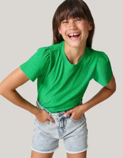 Shoeby Ajour Top Groen< Tops Korte Mouw