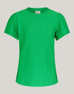 Shoeby Ajour Top Groen< Tops Korte Mouw
