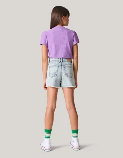 Shoeby Ajour Top Lichtpaars< Tops Korte Mouw