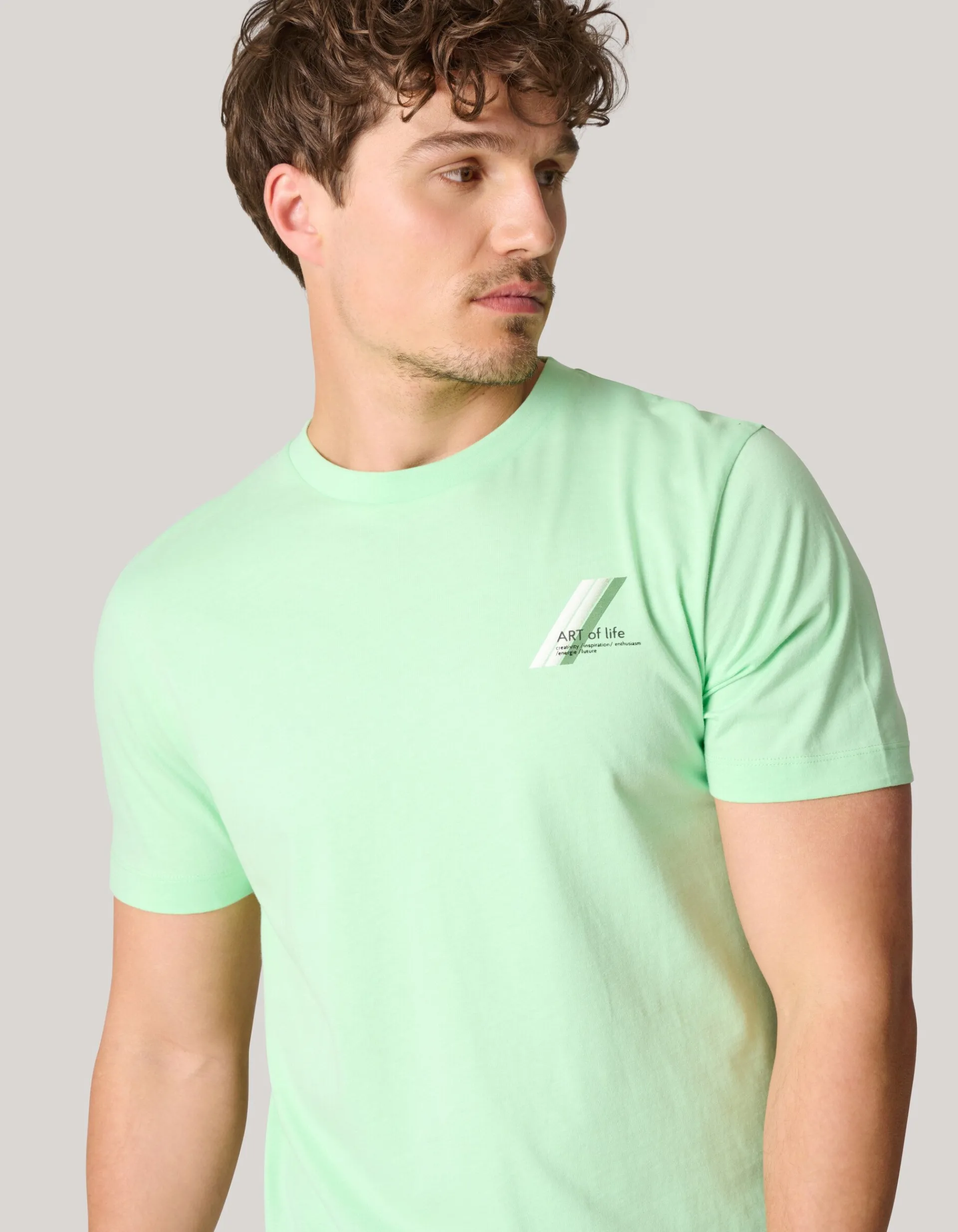 Shoeby Art T-shirt Lichtgroen<Heren T-Shirts En Polo's