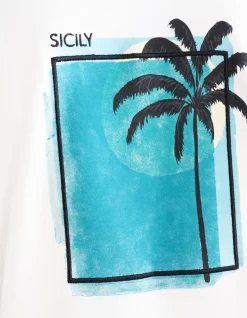 Shoeby Artwork Embroidery T-shirt Gebroken Wit<Heren T-Shirts En Polo's