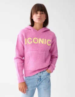 Shoeby Artwork Gebreide Hoodie Roze< Sweaters En Hoodies