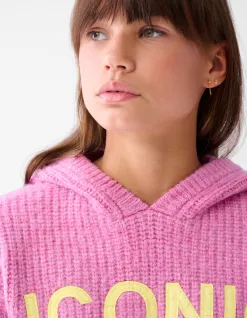 Shoeby Artwork Gebreide Hoodie Roze< Sweaters En Hoodies