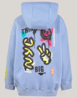 Shoeby Artwork Hoodie Blauw< Gebreide Truien|Hoodies