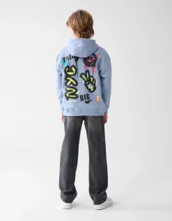 Shoeby Artwork Hoodie blauw< Gebreide Truien|Hoodies