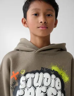 Shoeby Artwork Hoodie Groen< Gebreide Truien|Hoodies
