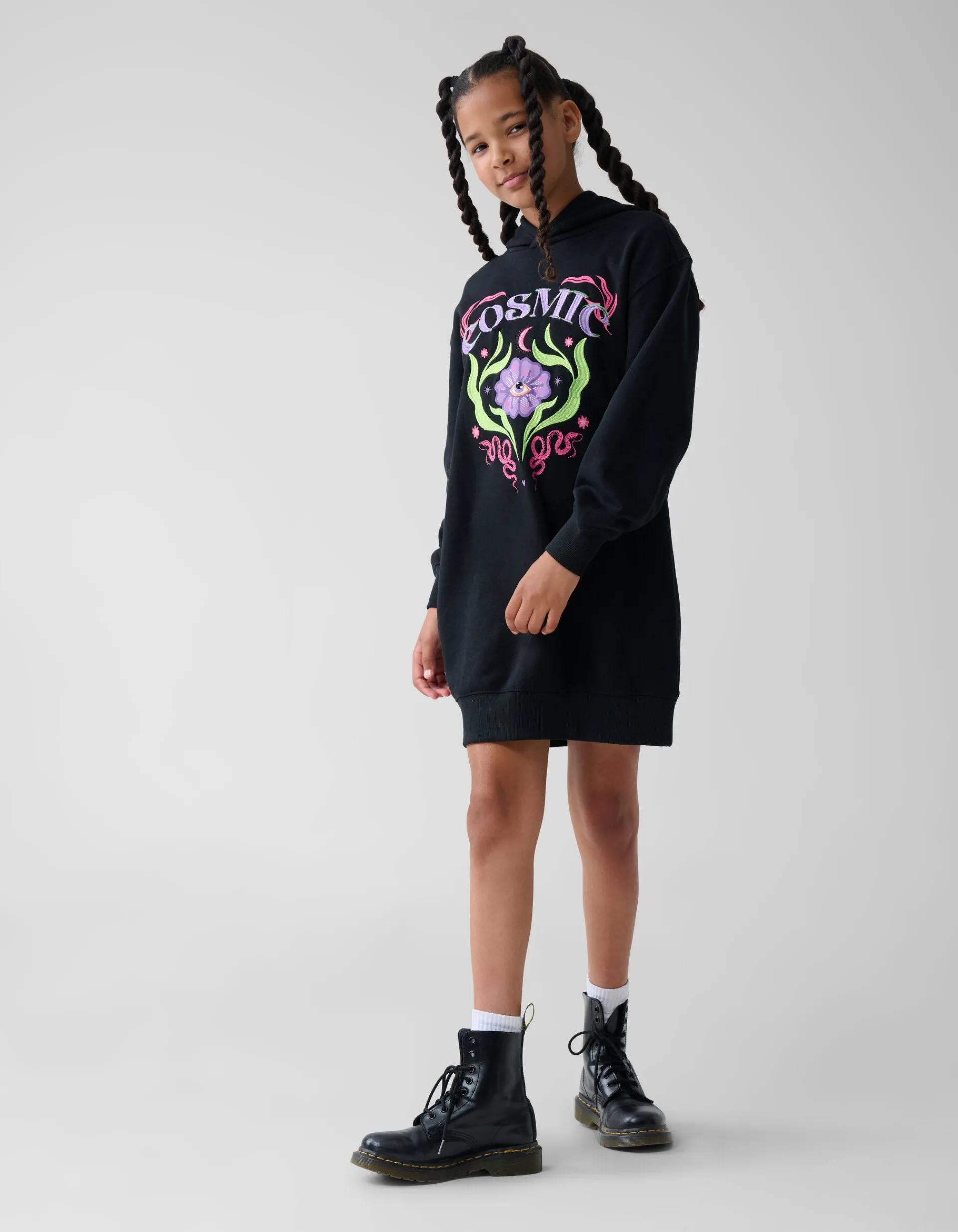 Shoeby Artwork Hoodie Jurk Zwart< Jurken