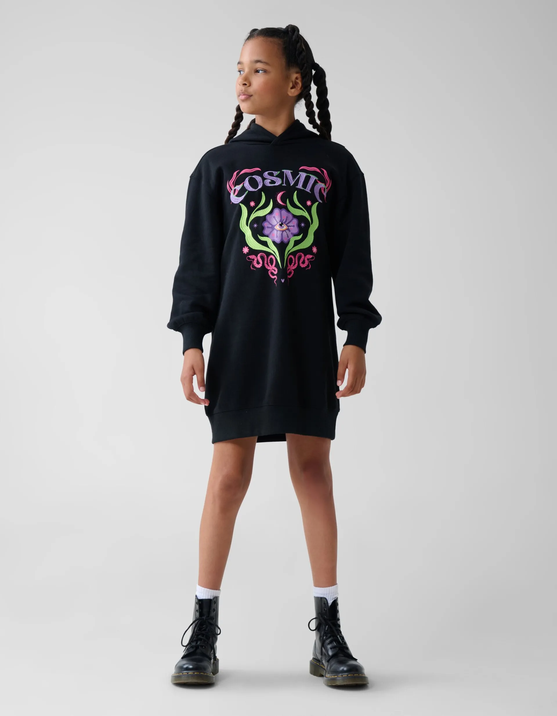 Shoeby Artwork Hoodie Jurk Zwart< Jurken