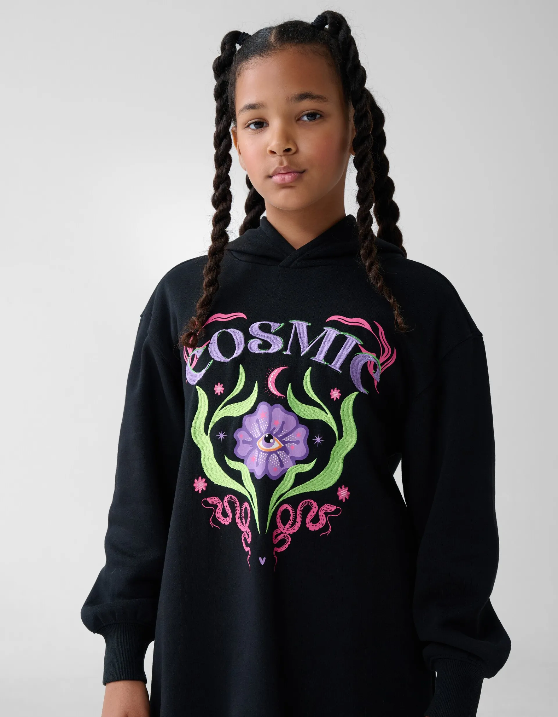 Shoeby Artwork Hoodie Jurk Zwart< Jurken