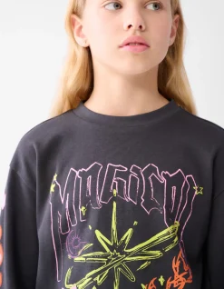 Shoeby Artwork Longsleeve Donkergrijs< T-Shirts