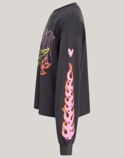 Shoeby Artwork Longsleeve Donkergrijs< T-Shirts