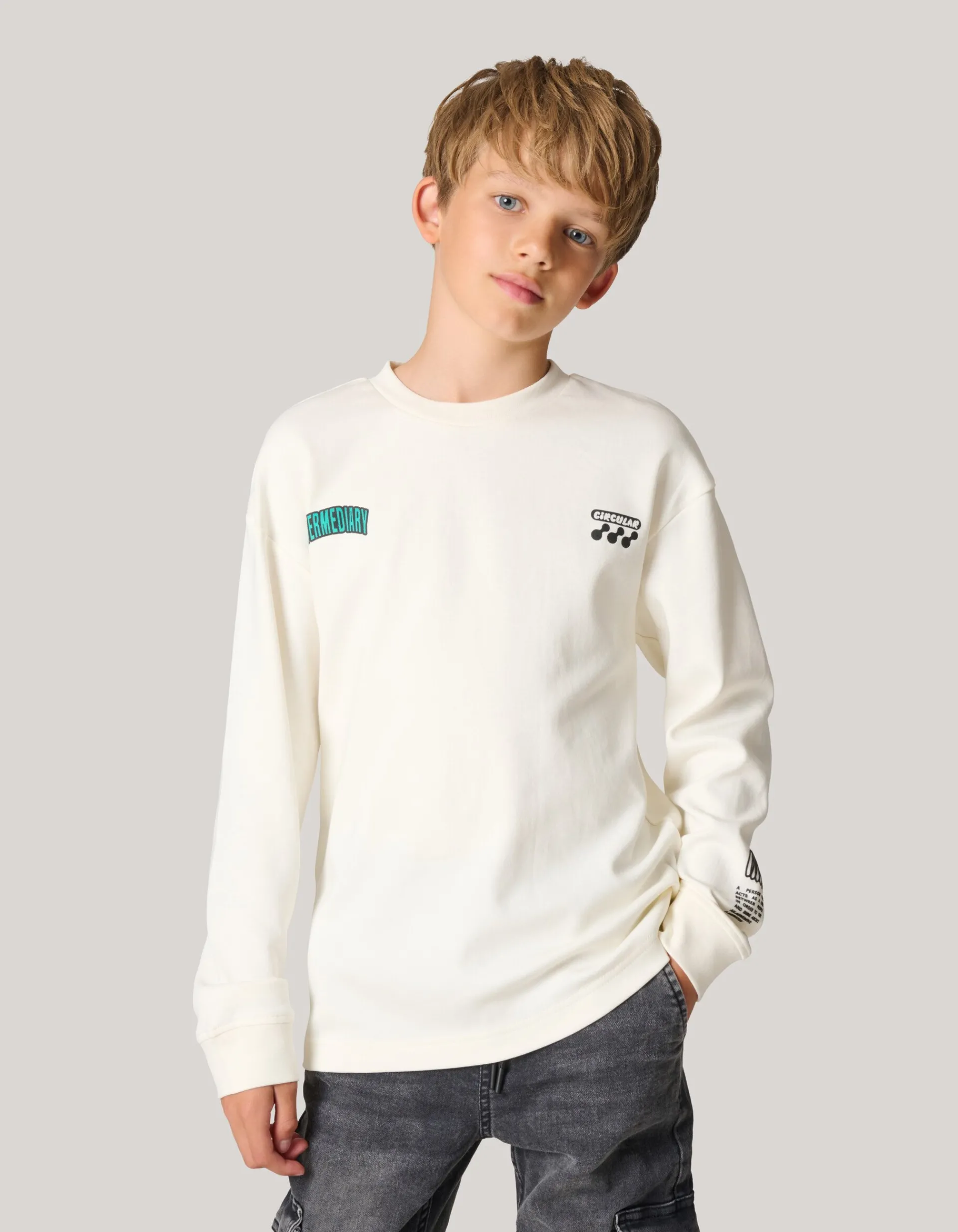 Shoeby Artwork Longsleeve Gebroken Wit< T-Shirts