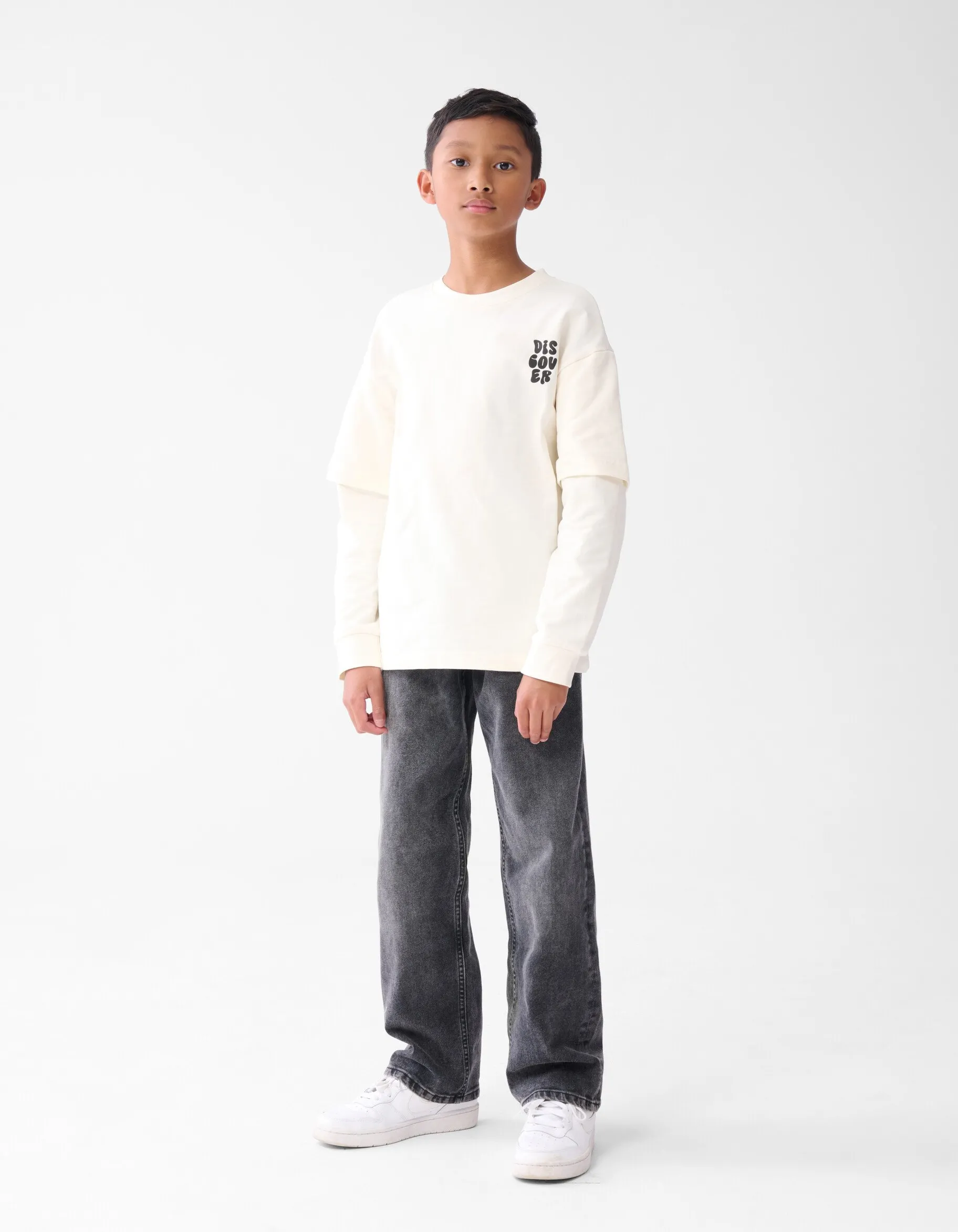 Shoeby Artwork Longsleeve T-shirt Gebroken Wit< T-Shirts