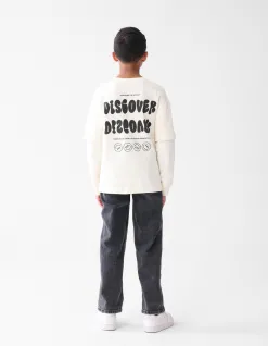 Shoeby Artwork Longsleeve T-shirt Gebroken Wit< T-Shirts