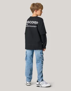 Shoeby Artwork Longsleeve T-shirt Zwart< T-Shirts