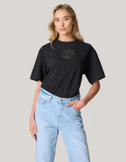 Shoeby Artwork Strass T-shirt Zwart<DAMES T-Shirts