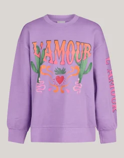 Shoeby Artwork Sweater Paars< Sweaters En Hoodies