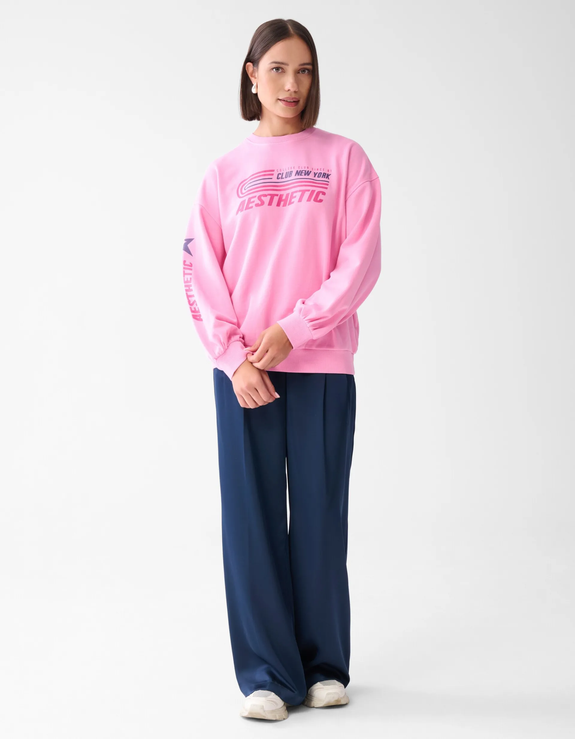Shoeby Artwork Sweater Roze<DAMES Truien En Sweaters