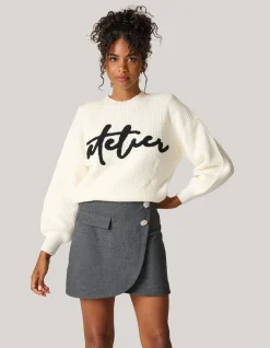 Shoeby Artwork Trui Gebroken Wit<DAMES Truien En Sweaters