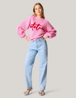 Shoeby Artwork Trui Roze<DAMES Truien En Sweaters