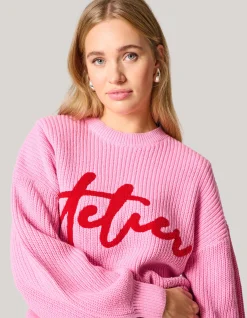Shoeby Artwork Trui Roze<DAMES Truien En Sweaters