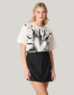Shoeby Artwork T-shirt Gebroken Wit<DAMES T-Shirts