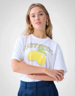 Shoeby Artwork T-shirt Wit<DAMES T-Shirts