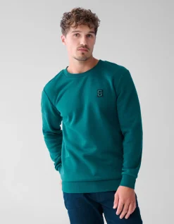 Shoeby Badge Sweater Donkergroen<Heren Truien En Sweaters