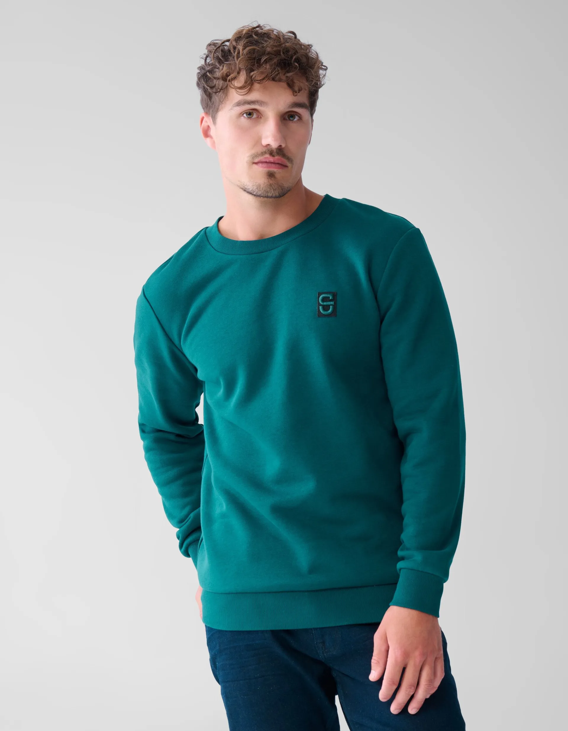 Shoeby Badge Sweater Donkergroen<Heren Truien En Sweaters