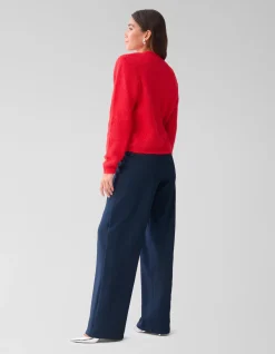 Shoeby Basic Wide Leg Broek Donkerblauw<DAMES Broeken