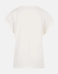 Shoeby Basis Turn Up Sleeve T-shirt Gebroken Wit<DAMES T-Shirts