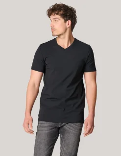 Shoeby Basis V-hals T-shirt Zwart<Heren T-Shirts En Polo's