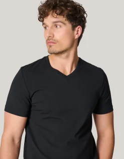 Shoeby Basis V-hals T-shirt Zwart<Heren T-Shirts En Polo's