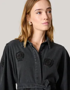 Shoeby Beaded Flower Blouse Donkergrijs<DAMES Blouses