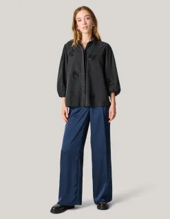 Shoeby Beaded Flower Blouse Donkergrijs<DAMES Blouses