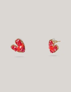 Shoeby beaded Heart Oorbellen Rood<DAMES Sieraden