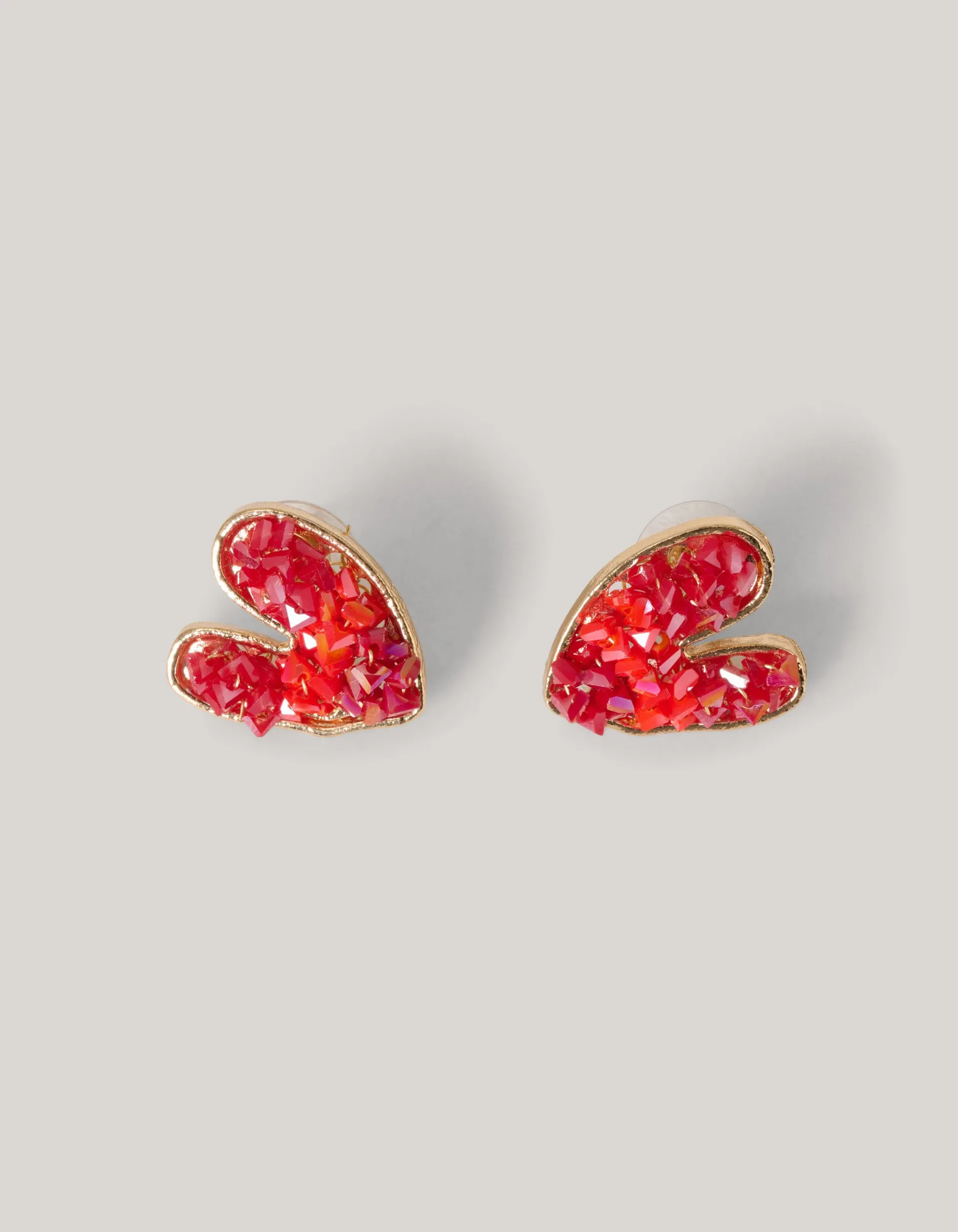 Shoeby beaded Heart Oorbellen Rood<DAMES Sieraden