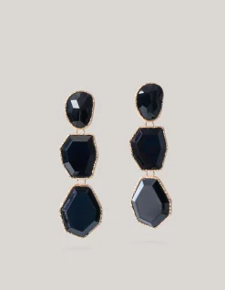 Shoeby Big Stone Oorbellen Zwart<DAMES Sieraden