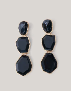 Shoeby Big Stone Oorbellen Zwart<DAMES Sieraden