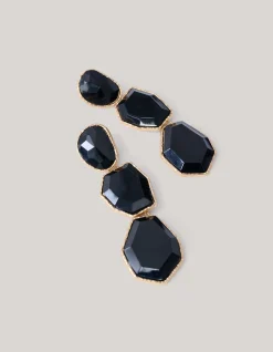 Shoeby Big Stone Oorbellen Zwart<DAMES Sieraden
