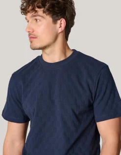 Shoeby Block Structuur T-shirt Donkerblauw<Heren T-Shirts En Polo's