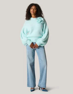 Shoeby Bloem Trui Lichtblauw<DAMES Truien En Sweaters