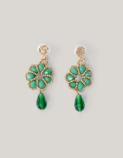 Shoeby Boho Flower Oorbellen Groen<DAMES Sieraden