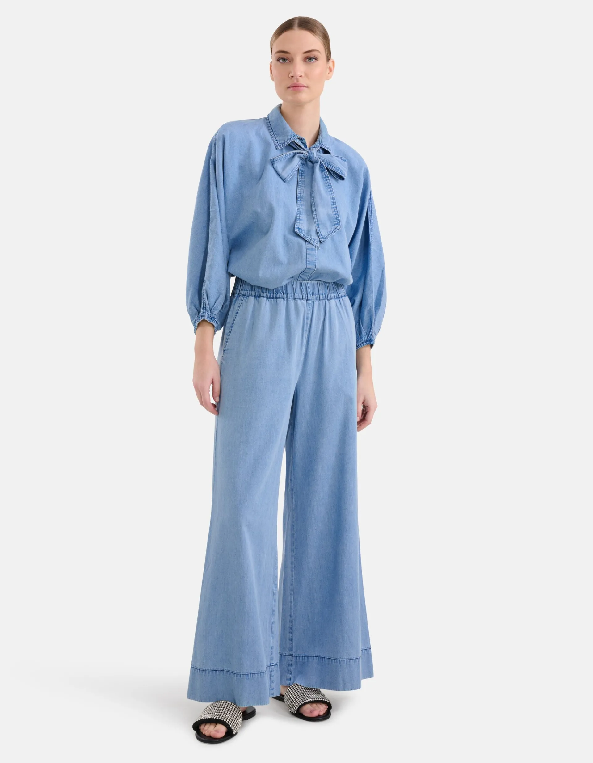 Shoeby Bow Blouse Blauw By Mieke<DAMES Blouses