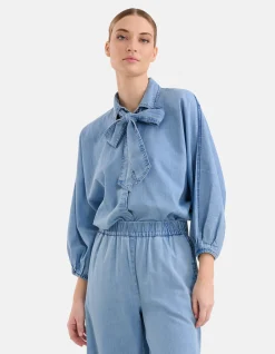 Shoeby Bow Blouse Blauw By Mieke<DAMES Blouses