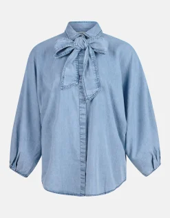 Shoeby Bow Blouse Blauw By Mieke<DAMES Blouses